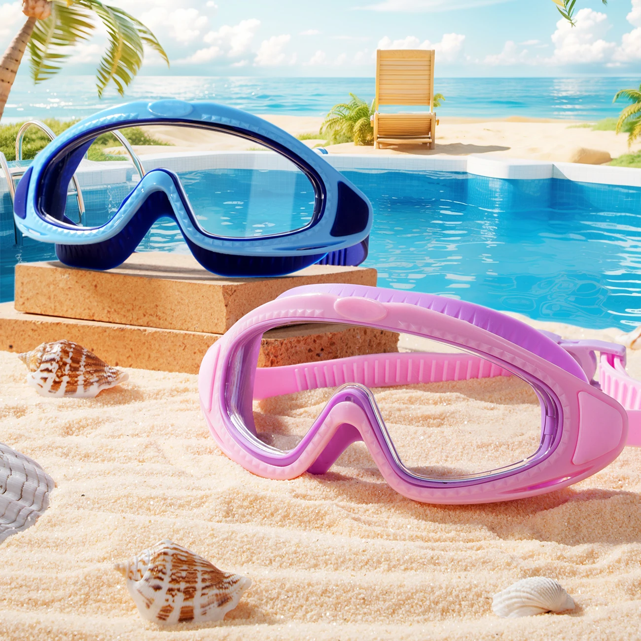 Swim Goggles Anti Fog Uv - نظارات سباحة للبالغين من الجنسين مع