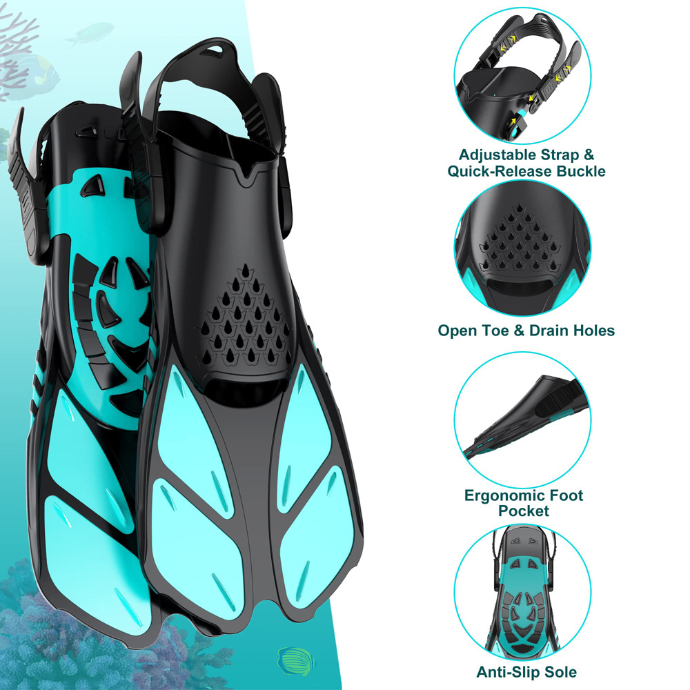 مجموعة غطس زعانف قناع، معدات غ - مراجعة Snorkel Mask Full Face وسعره